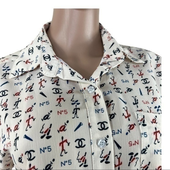 Women Top Blouse Buttons Down Later C Sz Small - Picture 10 of 12